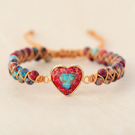 Natural Heart Stone Charm Bracelets